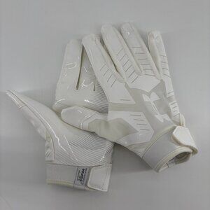 Under Armour White Medium Football Receiver Gloves – Size M, Sticky Grip